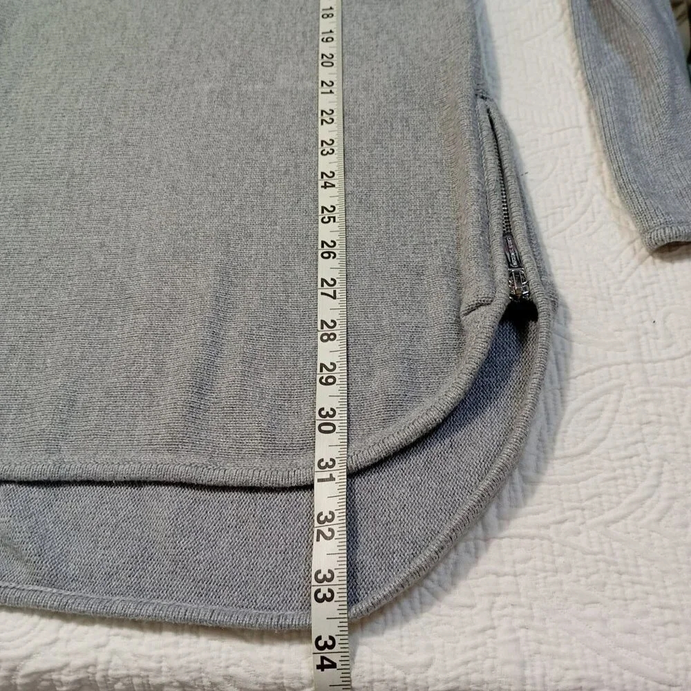 Michael Kors Sweater Womens Gray Long Sleeve Knit With Side Zipper Accents